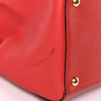 Fendi Vitello Elite Flamingo Regular 2Jours Tote Rosso Fiamma 14 of 19