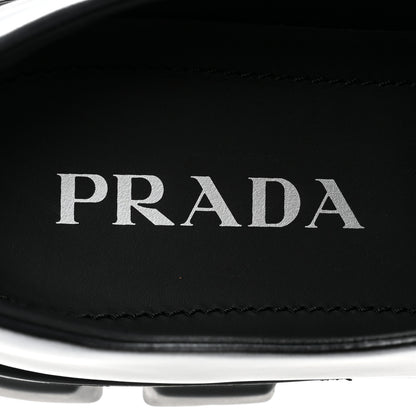 Prada Spazzolato Rois Triangle Monolith 55mm Loafers 39.5 Black Argento 7 of 12