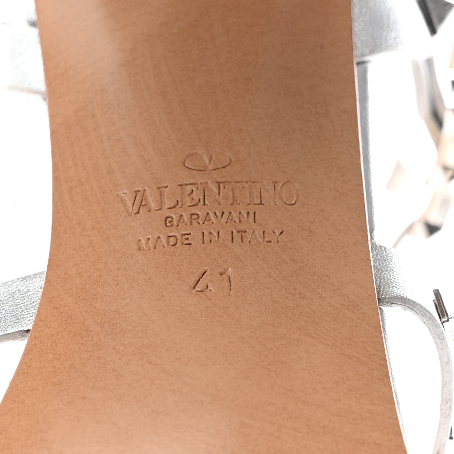 Valentino Garavani Metallic Nappa Rockstud 90mm City Sandals 41 Silver 6 of 7