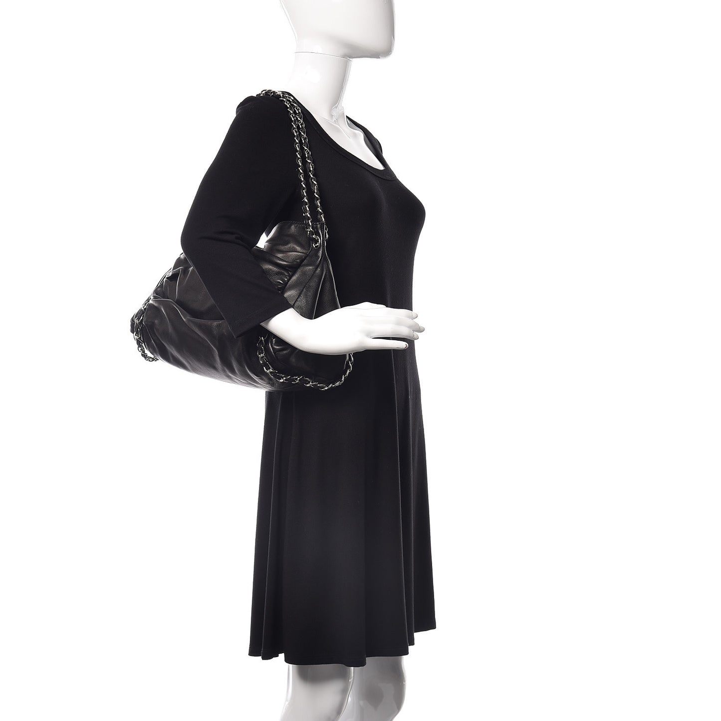 Lambskin Large Sharpei Shoulder Bag Black