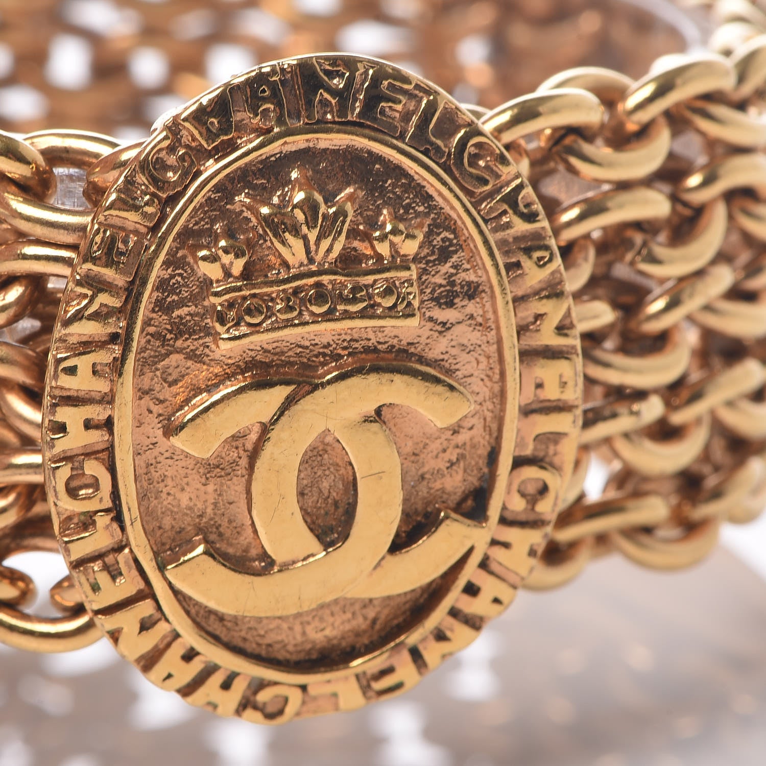 Chanel CC Lion Multistrand Chain Medallion Bracelet Gold 5 of 7