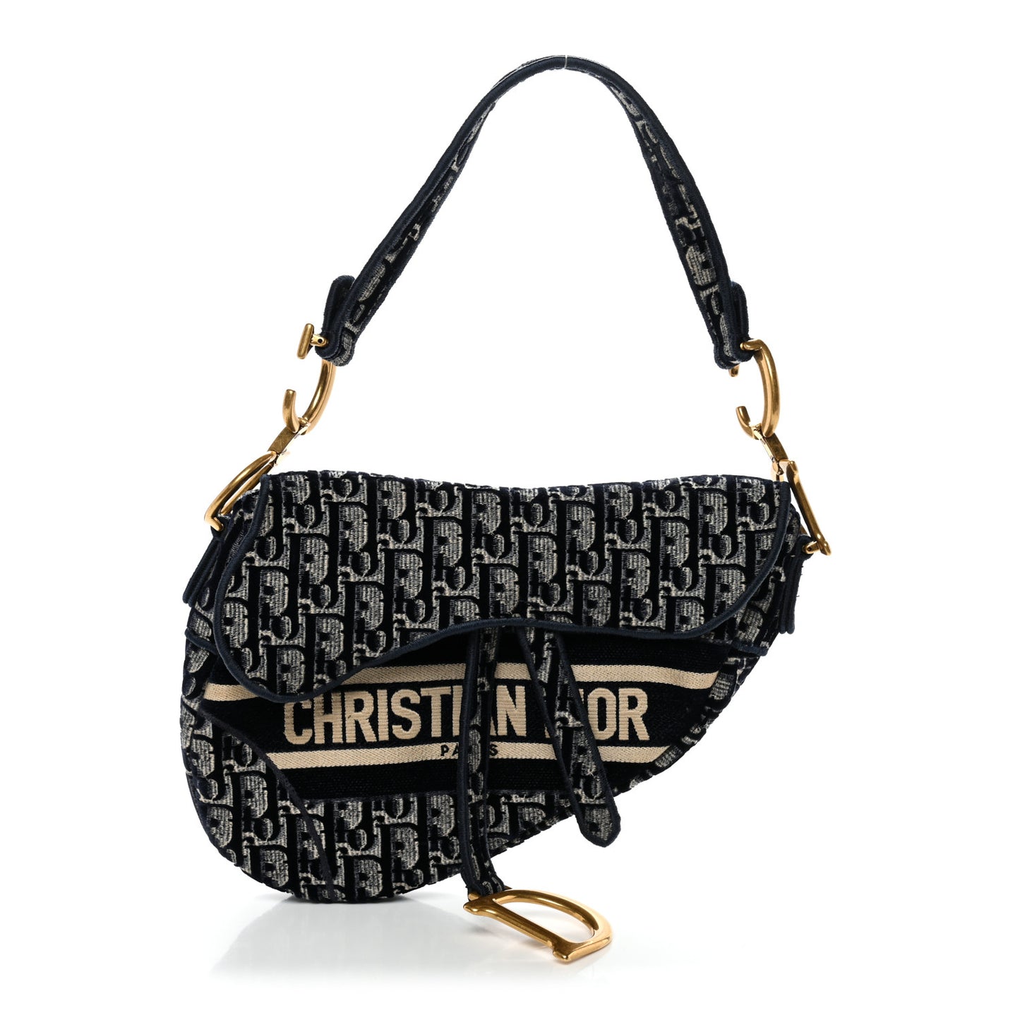 Velvet Oblique Saddle Bag Blue