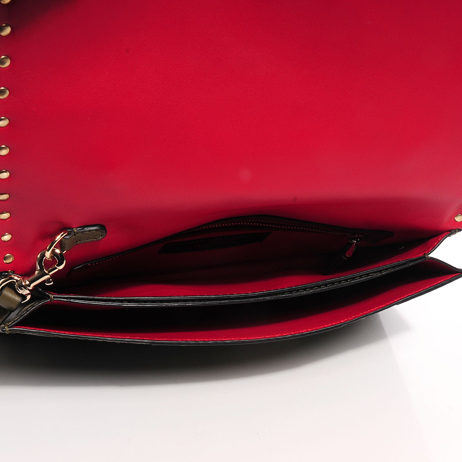 Valentino Garavani Nappa Canvas Camouflage Rockstud Wristlet Clutch Verde Rouge 7 of 8