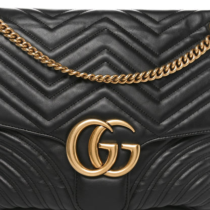 Gucci Calfskin Matelasse Large GG Marmont Shoulder Bag Black 8 of 14
