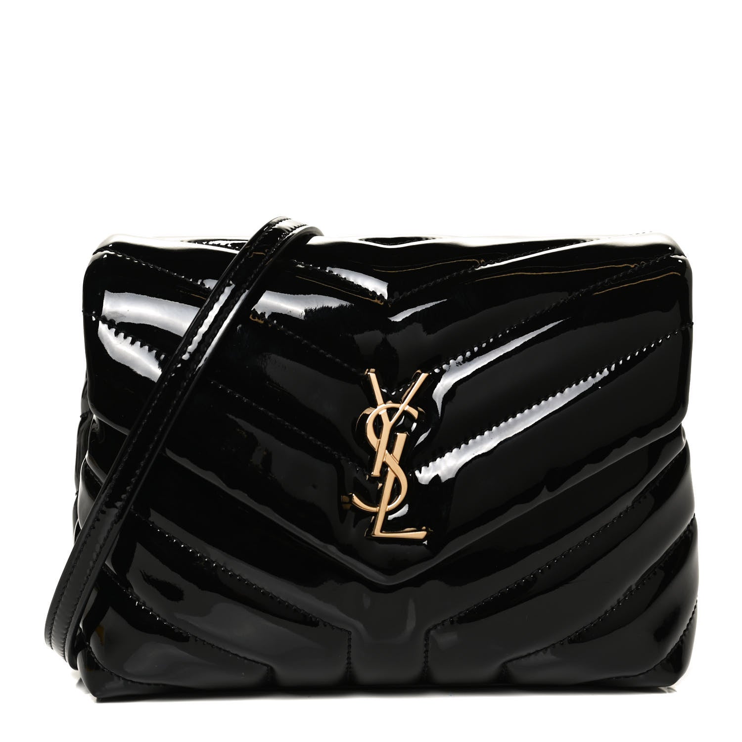 Saint Laurent Patent Y Quilted Monogram Toy Loulou Crossbody Bag Black 1 of 11