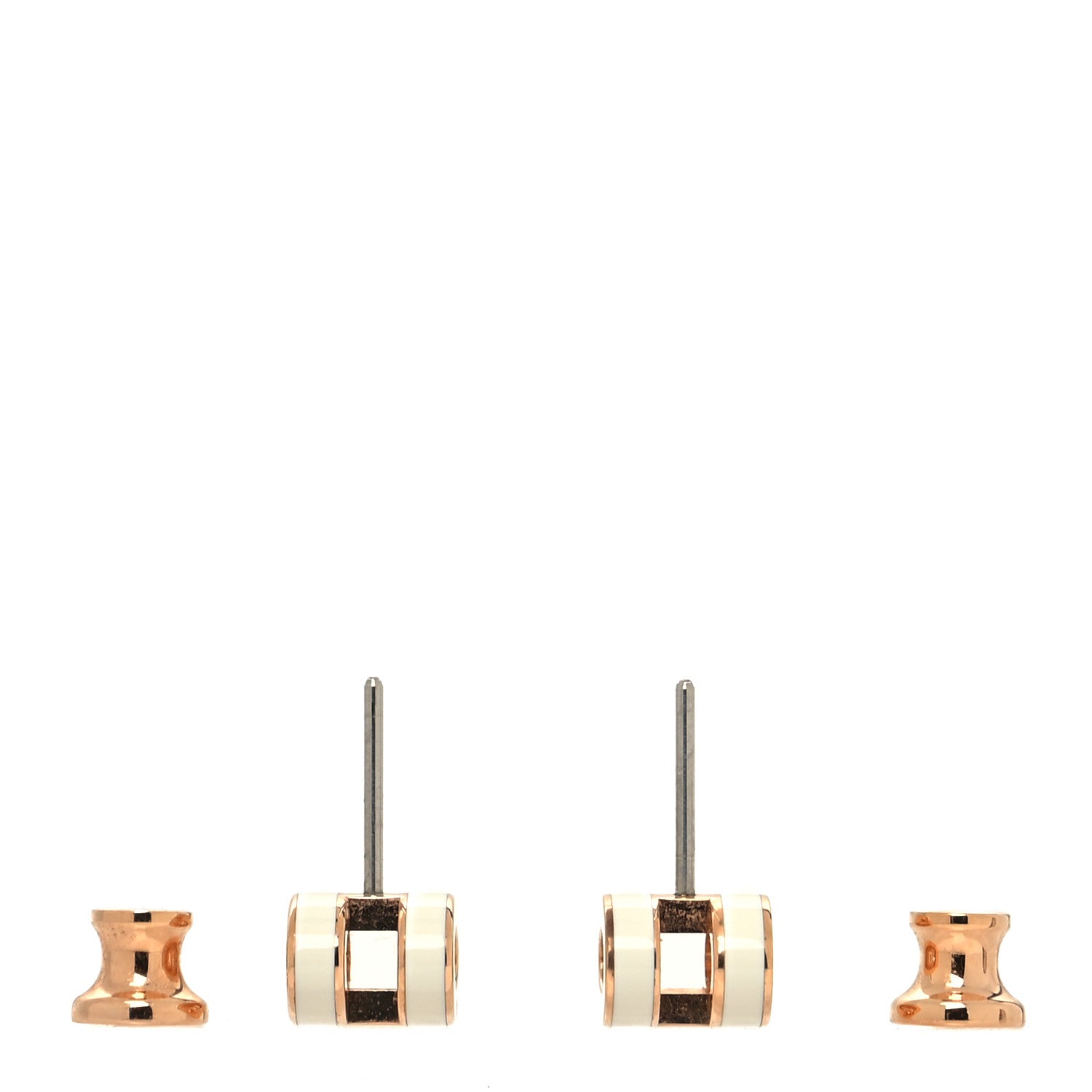 Hermes Rose Gold Lacquered Mini Pop H Earrings White 3 of 5