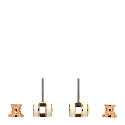 Hermes Rose Gold Lacquered Mini Pop H Earrings White 3 of 5