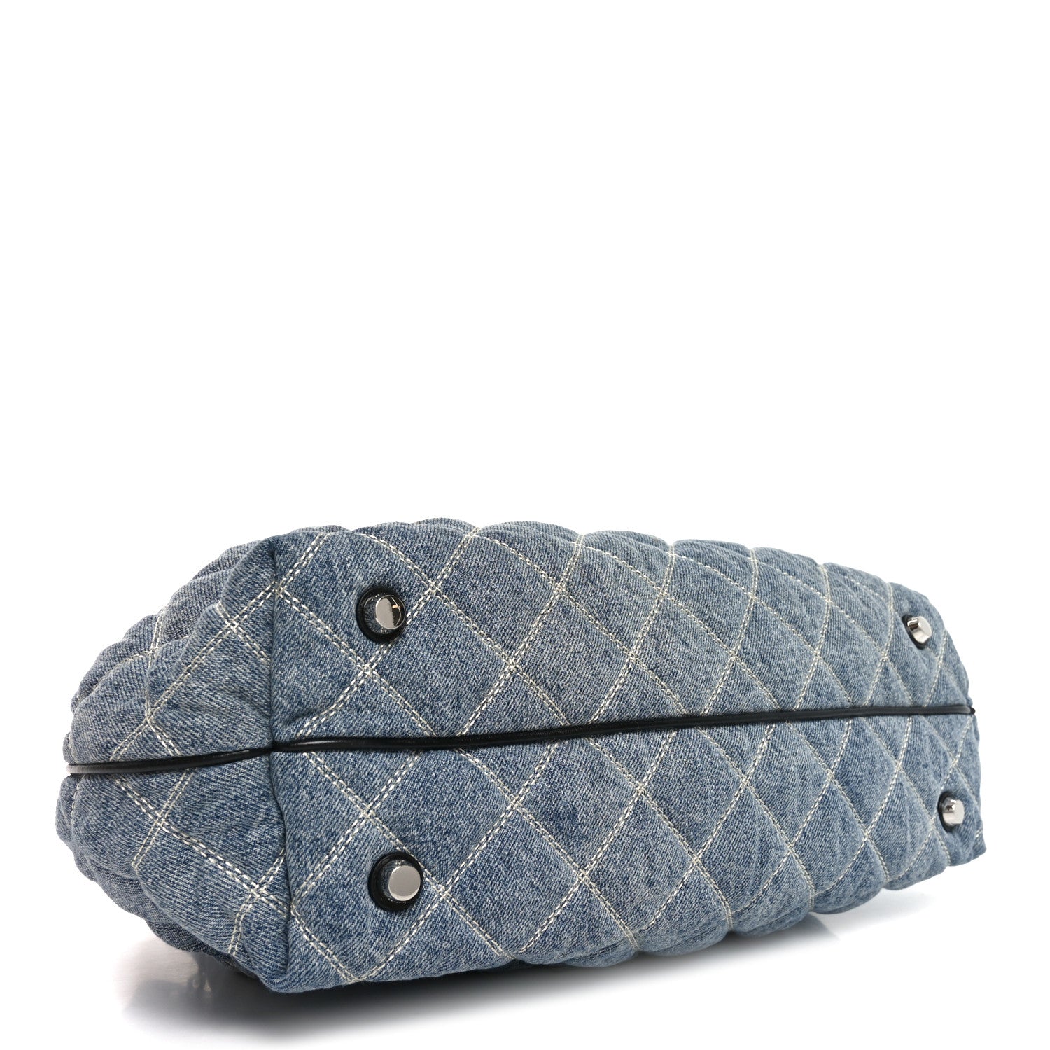 Marc Jacobs Denim Quilted Chain Large The Sack Bag Light Wash Indigo 4 of 9