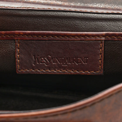 Saint Laurent Calfskin Woven Grommet Shoulder Bag Brown 6 of 11