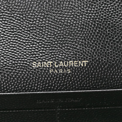 Saint Laurent Grain De Poudre Matelasse Chevron Monogram Flap Wallet Black 6 of 11