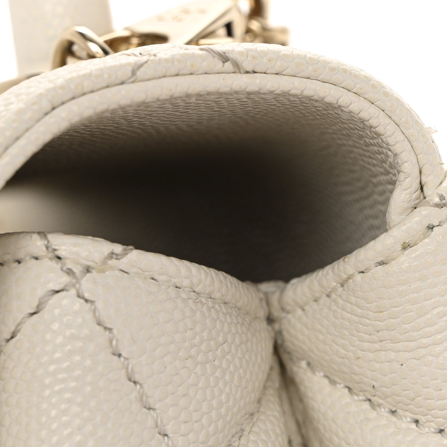 Caviar Quilted Mini Coco Handle Flap White