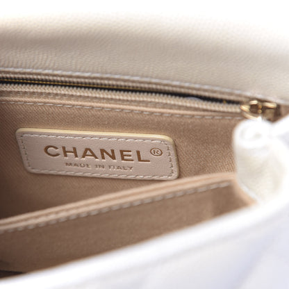 Chanel Iridescent Caviar Quilted Extra Mini Coco Handle Flap White 6 of 10