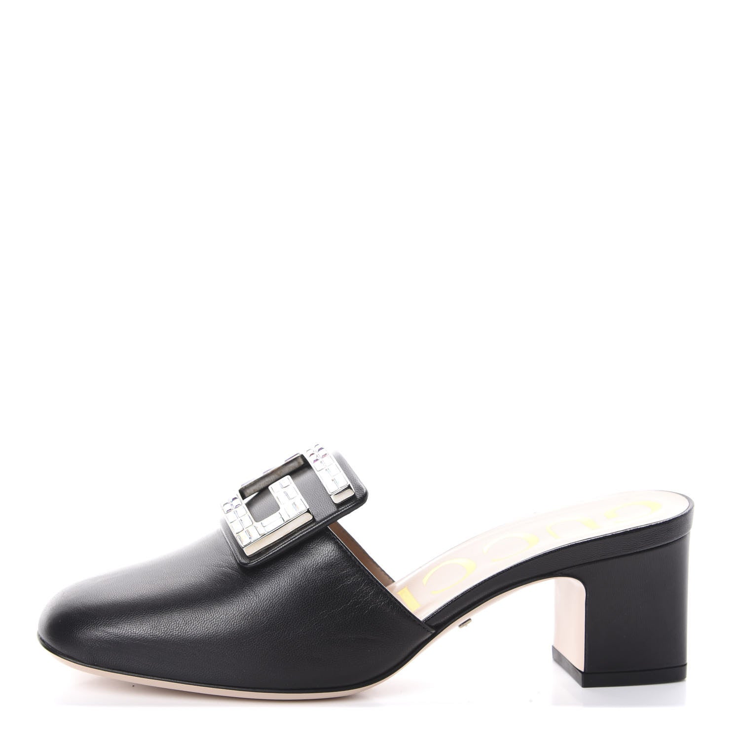 Gucci Malaga Kid Crystal Square G Madelyn Mules 36 Black 1 of 7