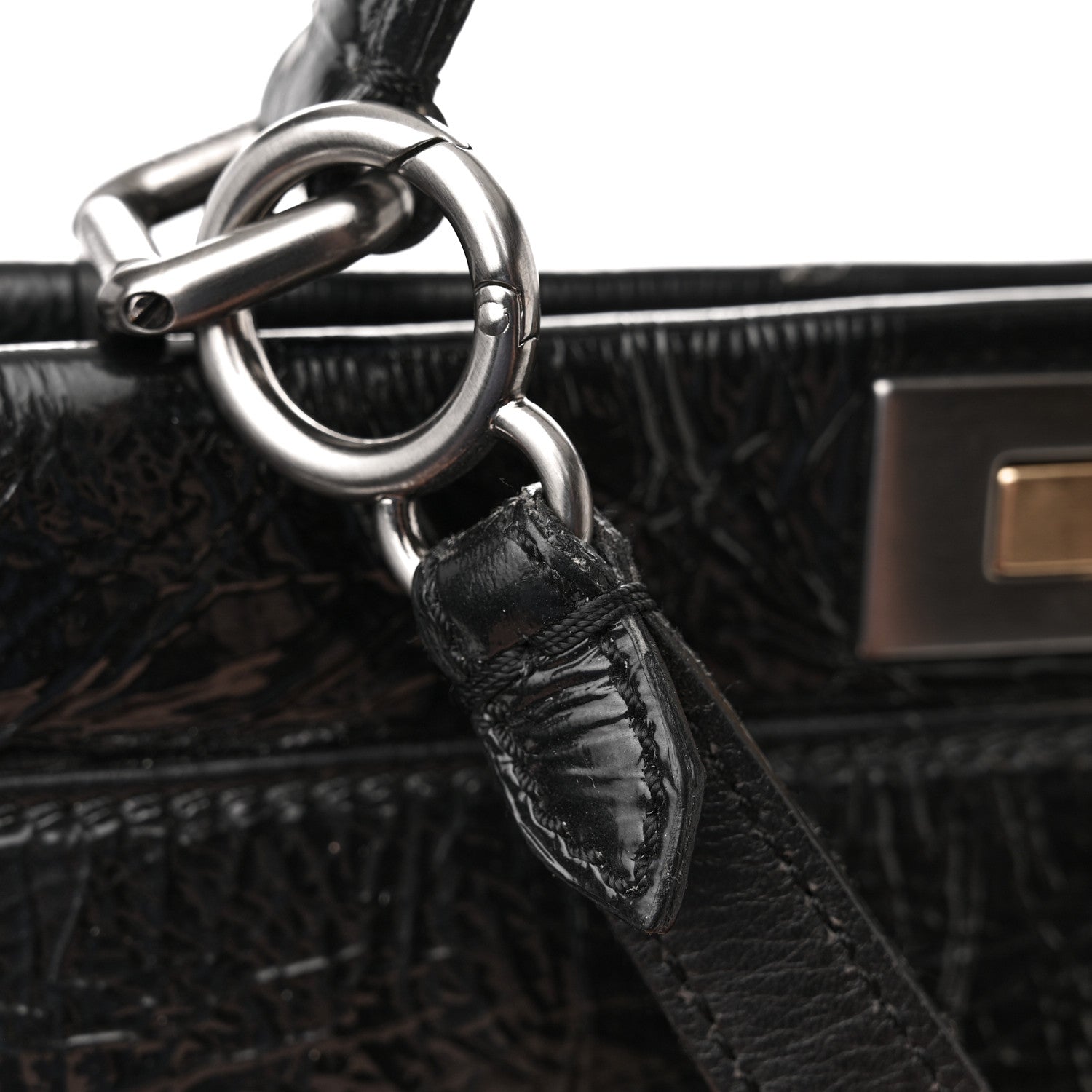 Fendi Patent Large Peekaboo Iconic Satchel Black 16 of 17