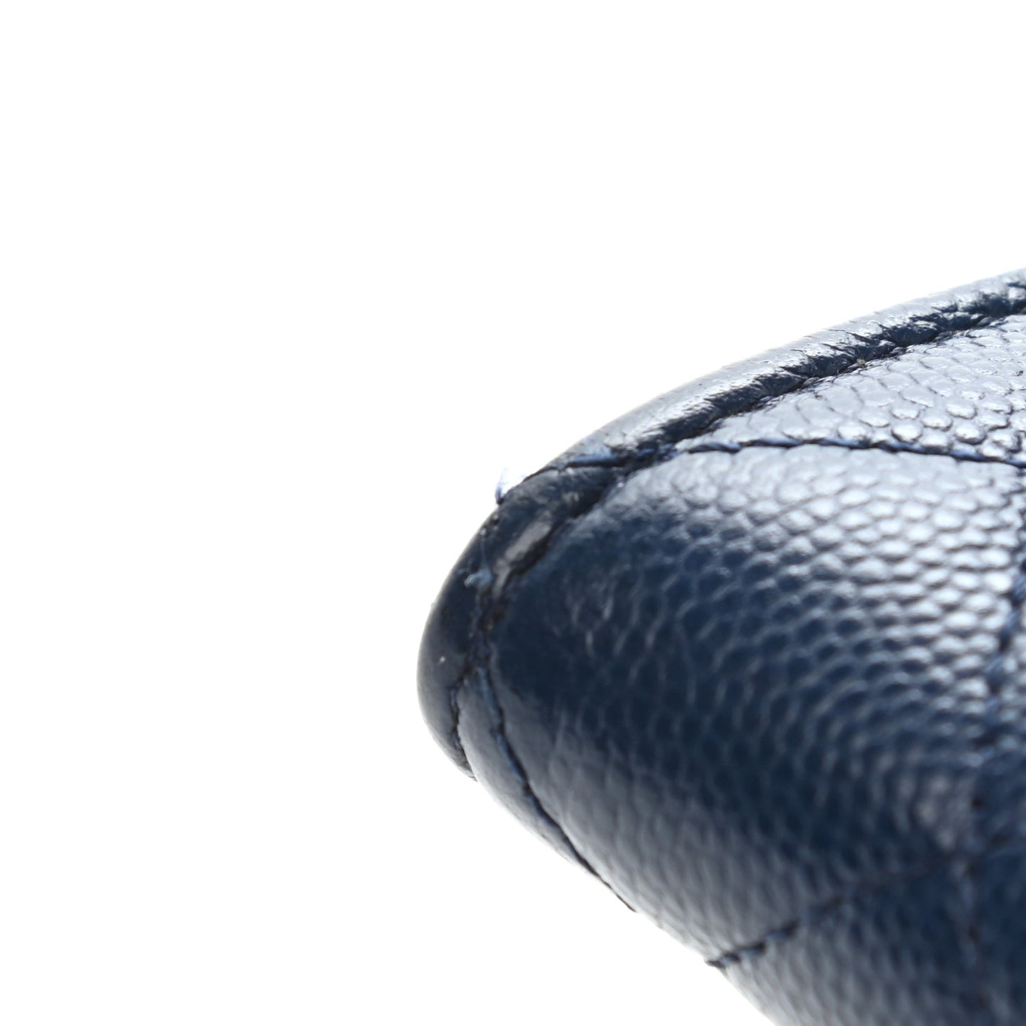 Caviar Quilted Flap Card Holder Navy Blue