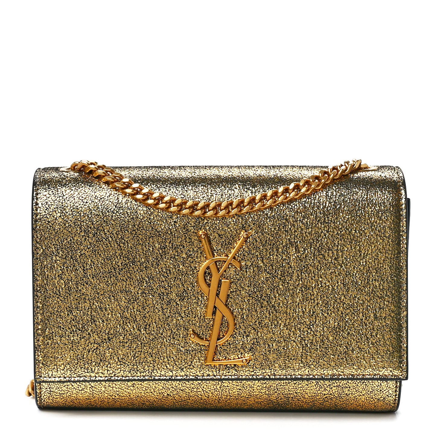 Metallic Calfskin Small Classic Monogram Kate Satchel Oro
