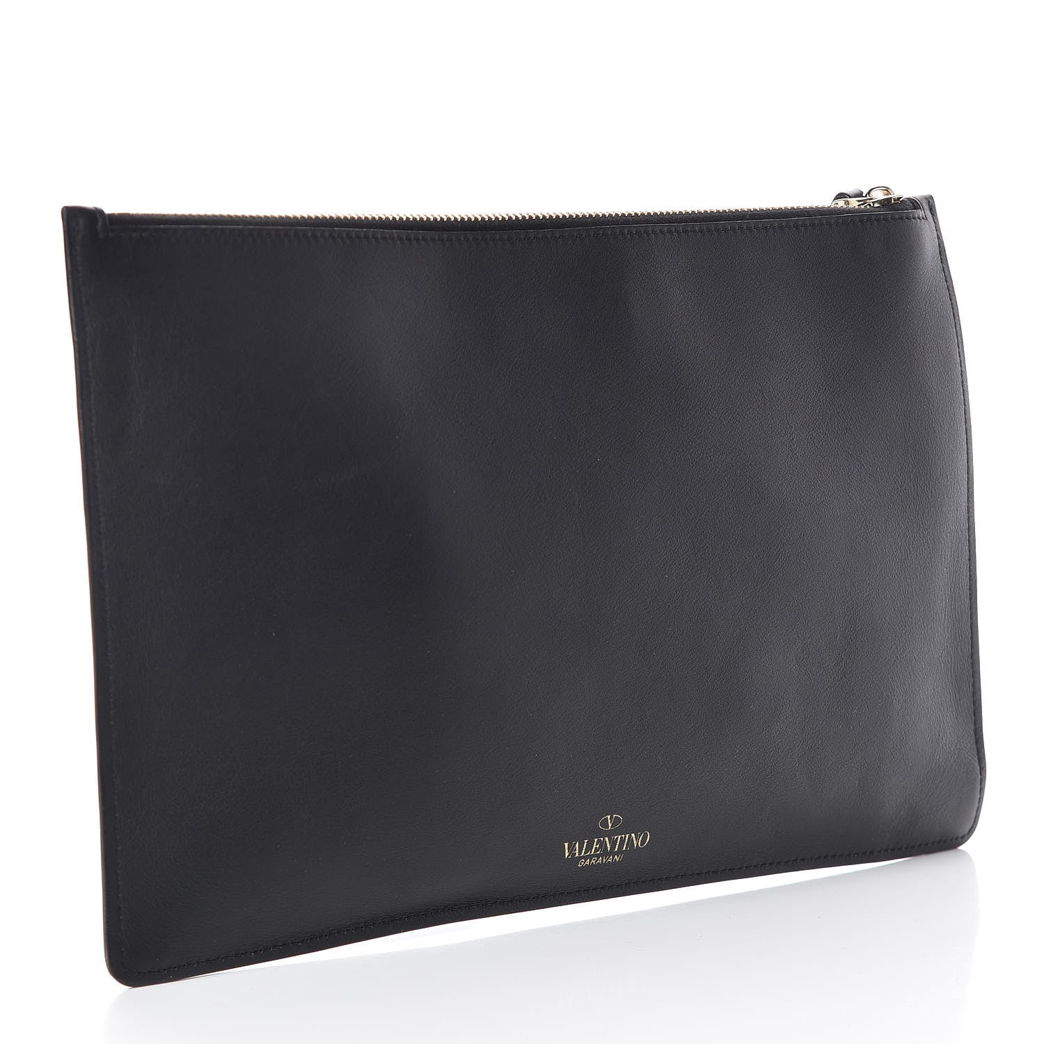 Valentino Garavani Calfskin VLTN Large Flat Zip Pouch Black 3 of 6