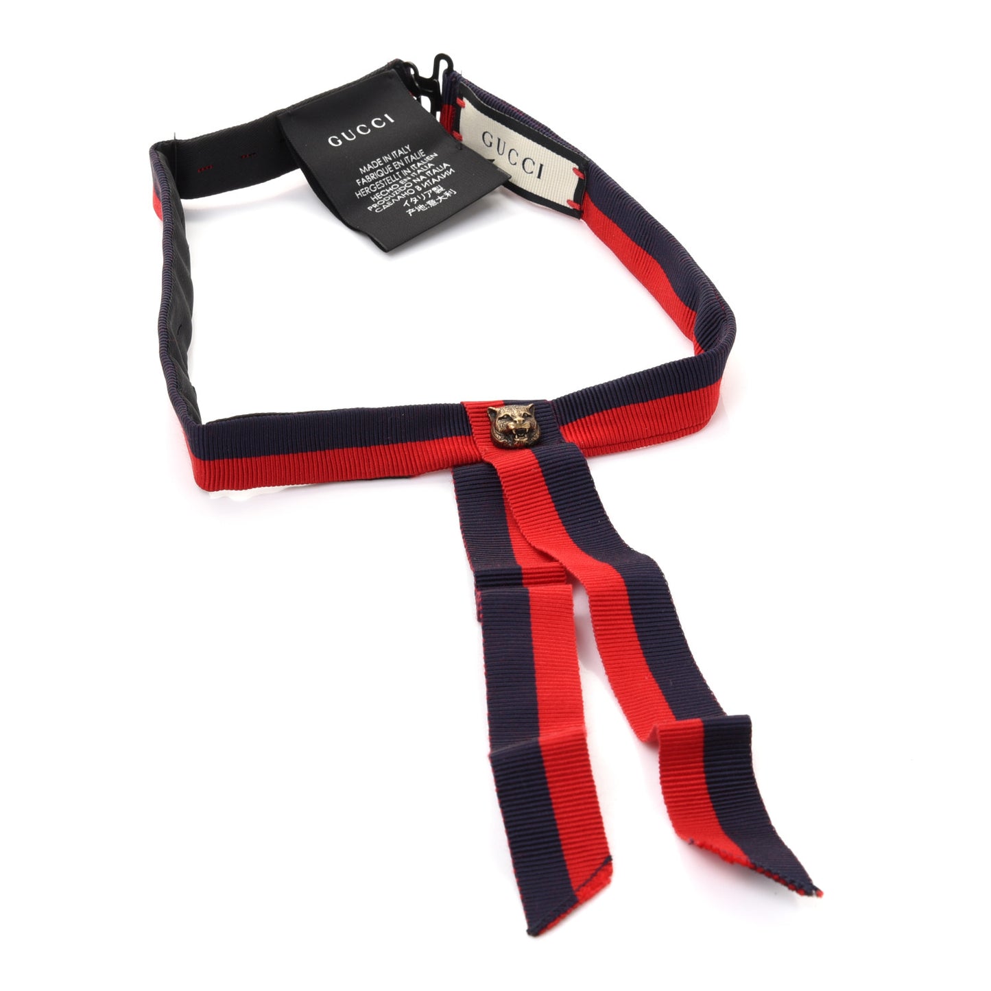 Grosgrain Web Feline Neck Bow Blue Red