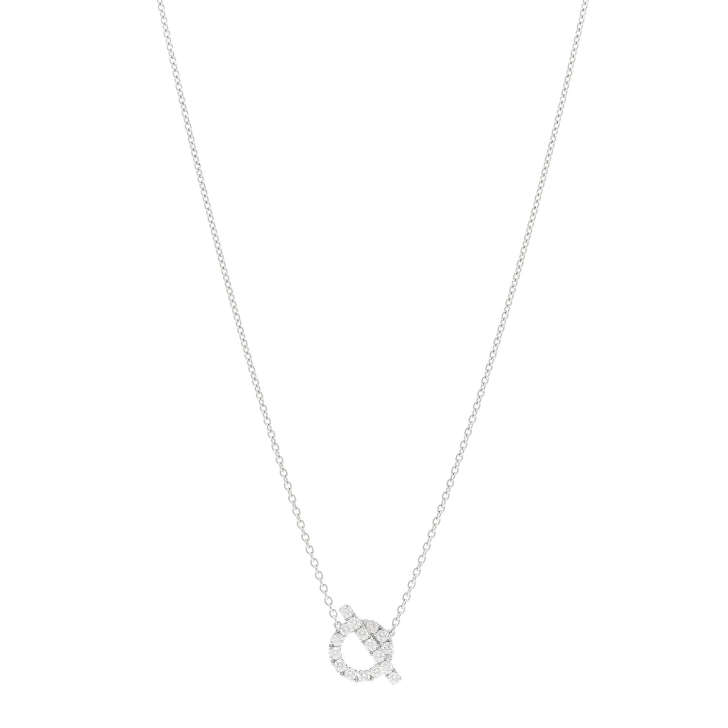 Hermes 18K White Gold Diamond Finesse Pendant Necklace 1 of 5