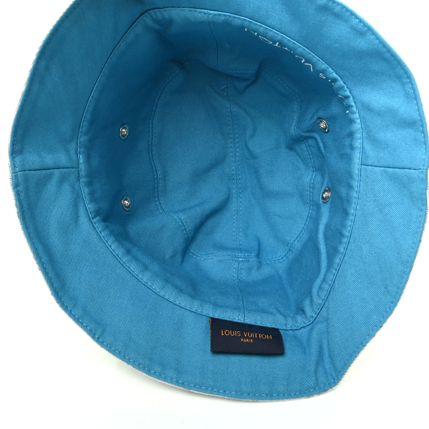 Monogram Denim Transformable Bob Bucket Hat 58 White Blue