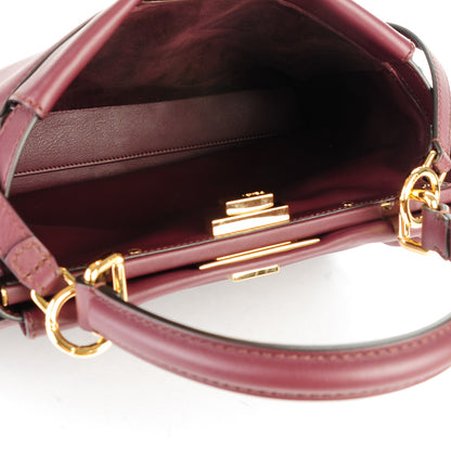 Fendi Vitello Seta Waves Bi-Color Medium Peekaboo Iconic Satchel Bordeaux Latte 5 of 7