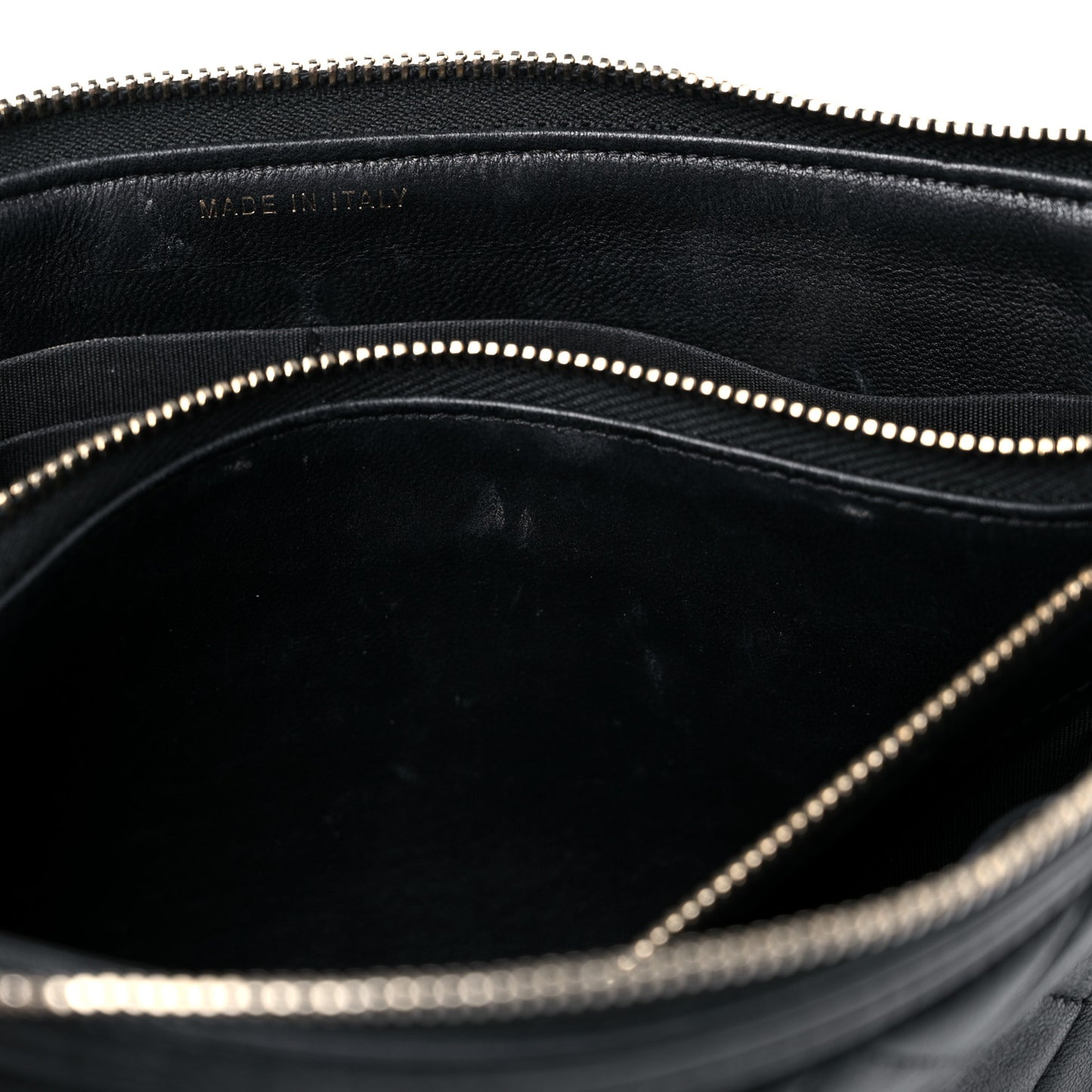 Lambskin Quilted Small Boy Zipped Pouch Black