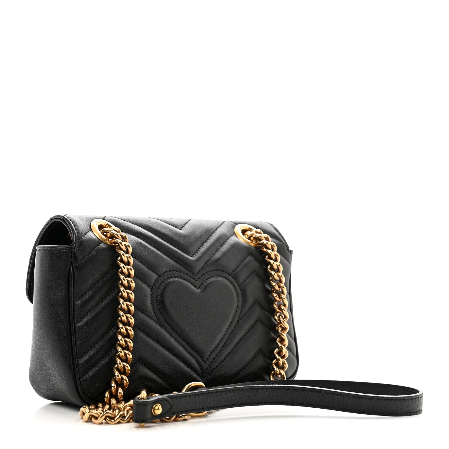 Gucci Calfskin Matelasse Mini GG Marmont Shoulder Bag Black 3 of 11