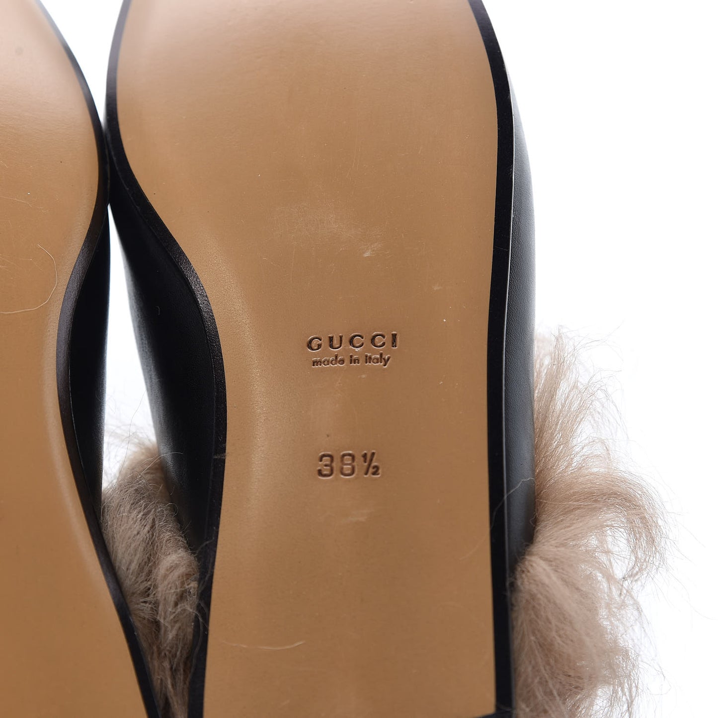 Calfskin Fur Womens Princetown Slippers 38.5 Black