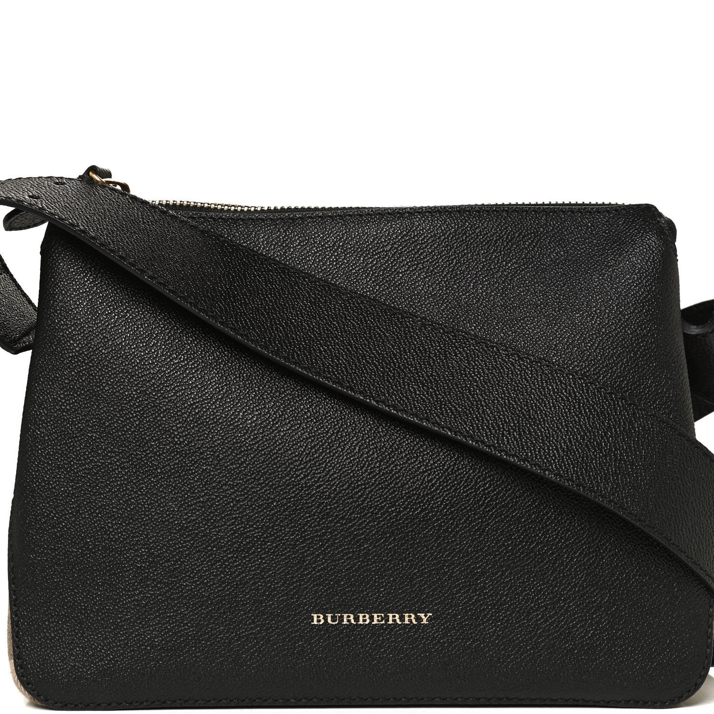 Soft Grain Calfskin House Check Small Helmsley Crossbody Black