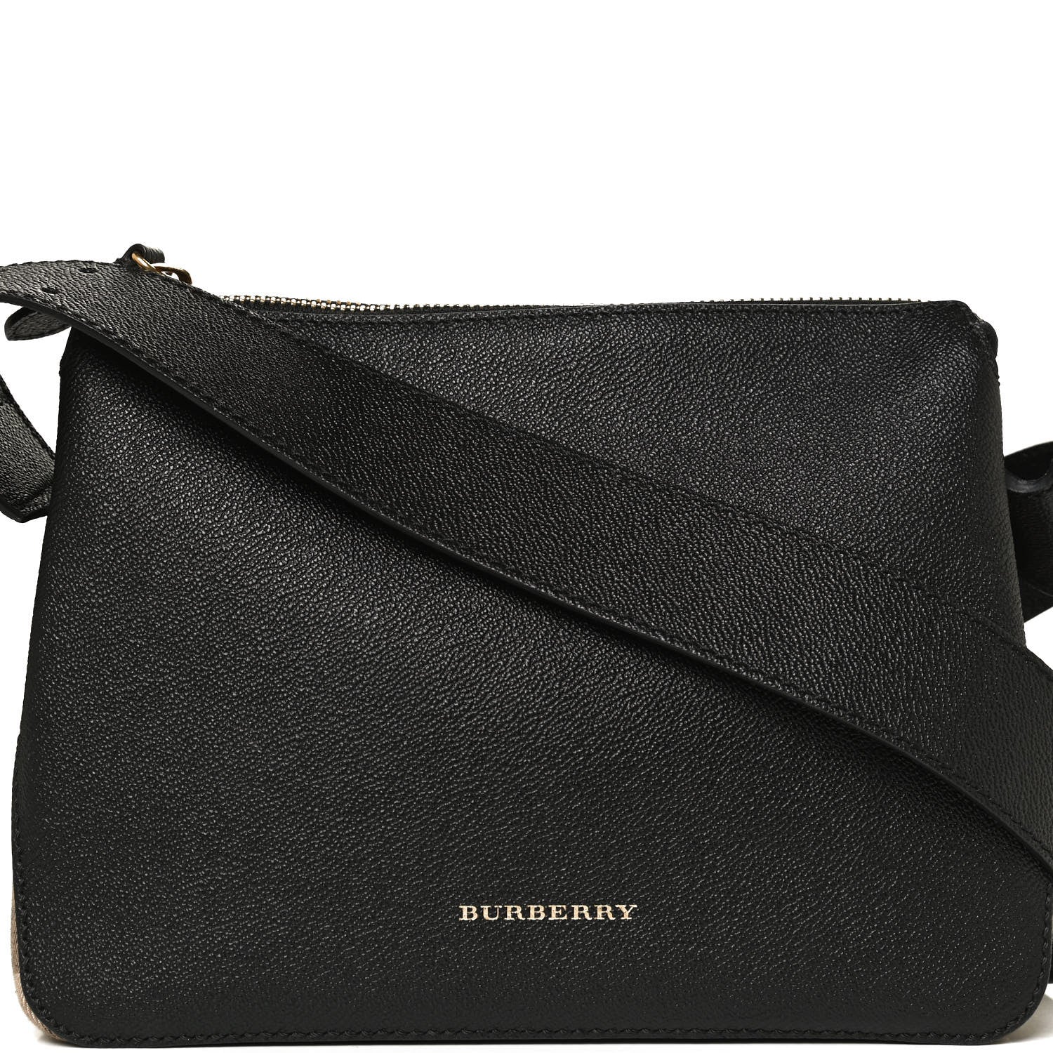 Burberry Soft Grain Calfskin House Check Small Helmsley Crossbody Black 9 of 11