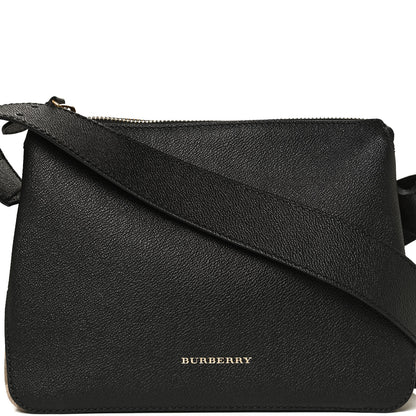 Burberry Soft Grain Calfskin House Check Small Helmsley Crossbody Black 9 of 11