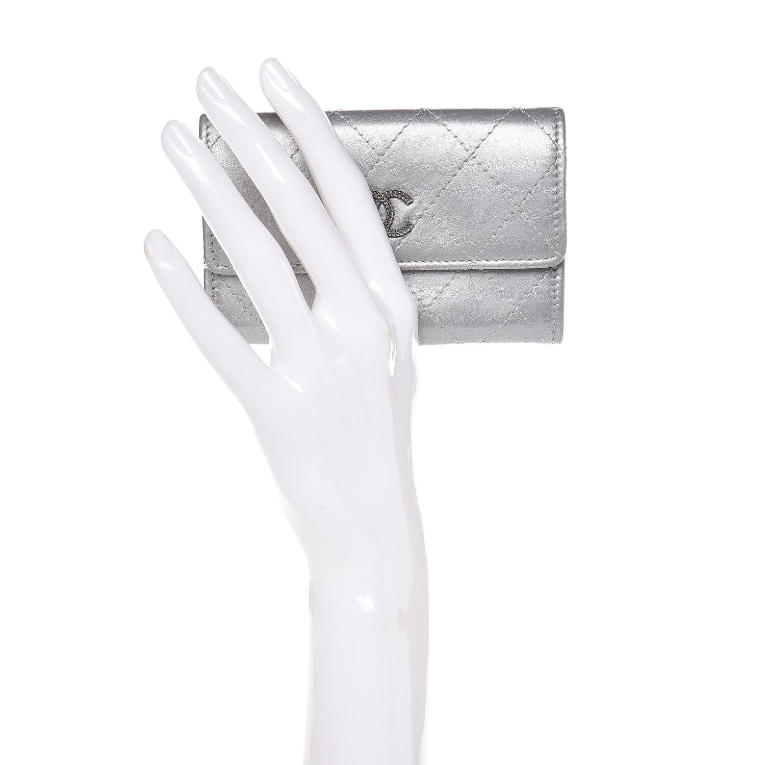 Chanel Metallic Calfskin Quilted Palette Card Holder Silver 2 of 9