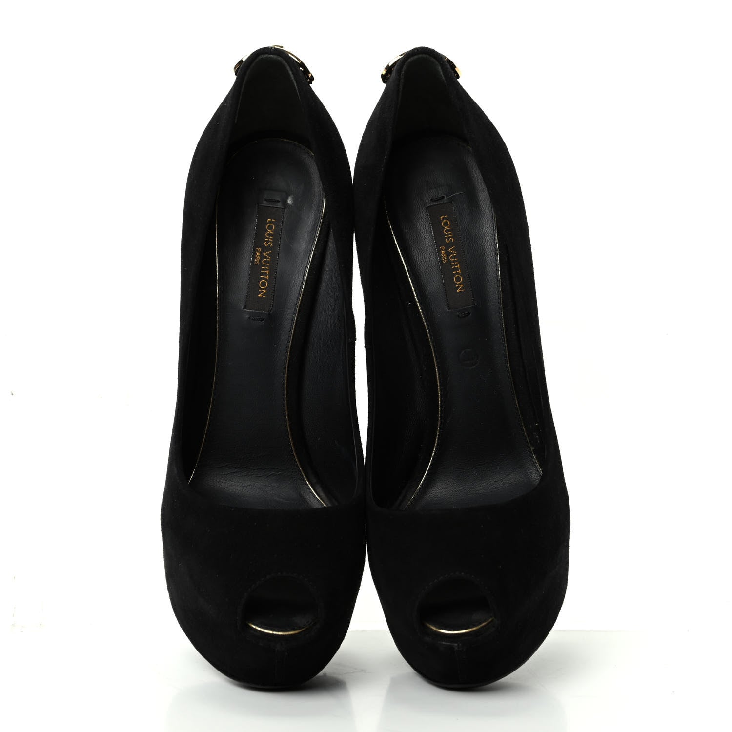 Louis Vuitton Suede Oh Really Peep Toe Pumps 37 Black 5 of 9
