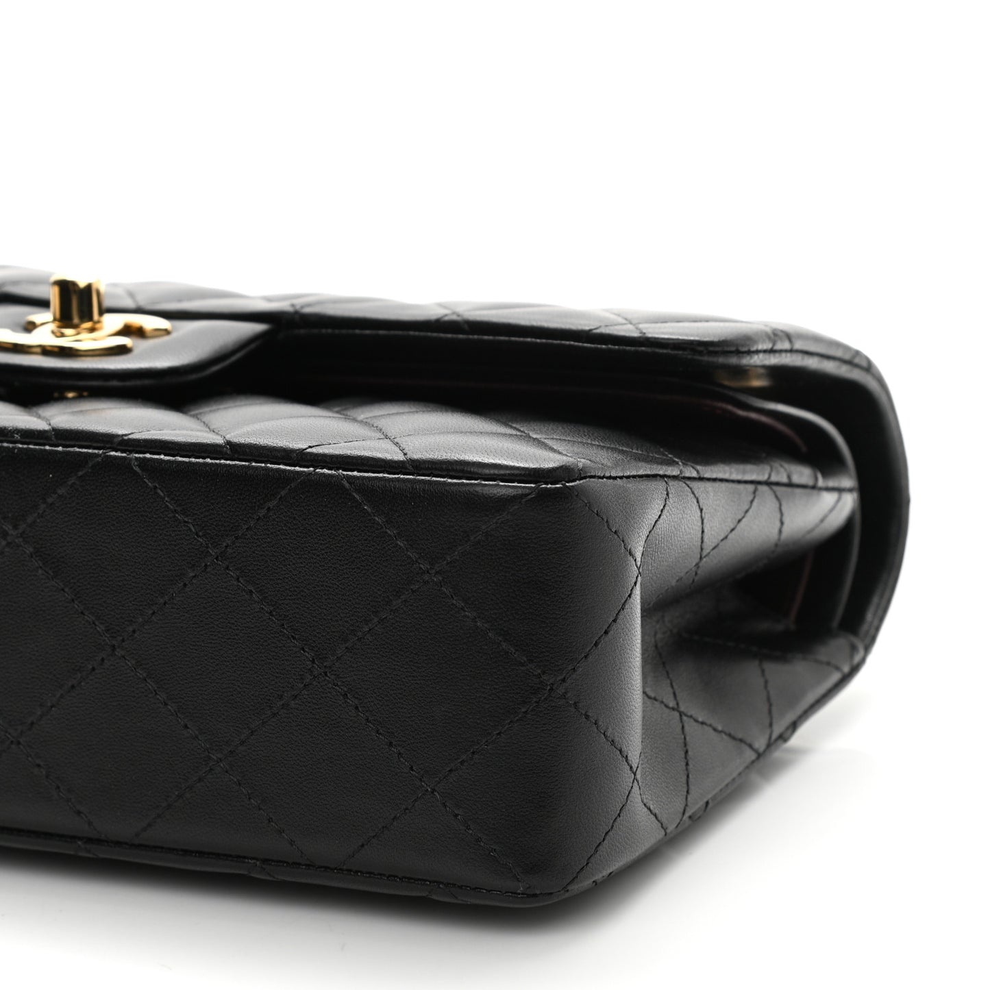 Lambskin Quilted Small Double Flap Black