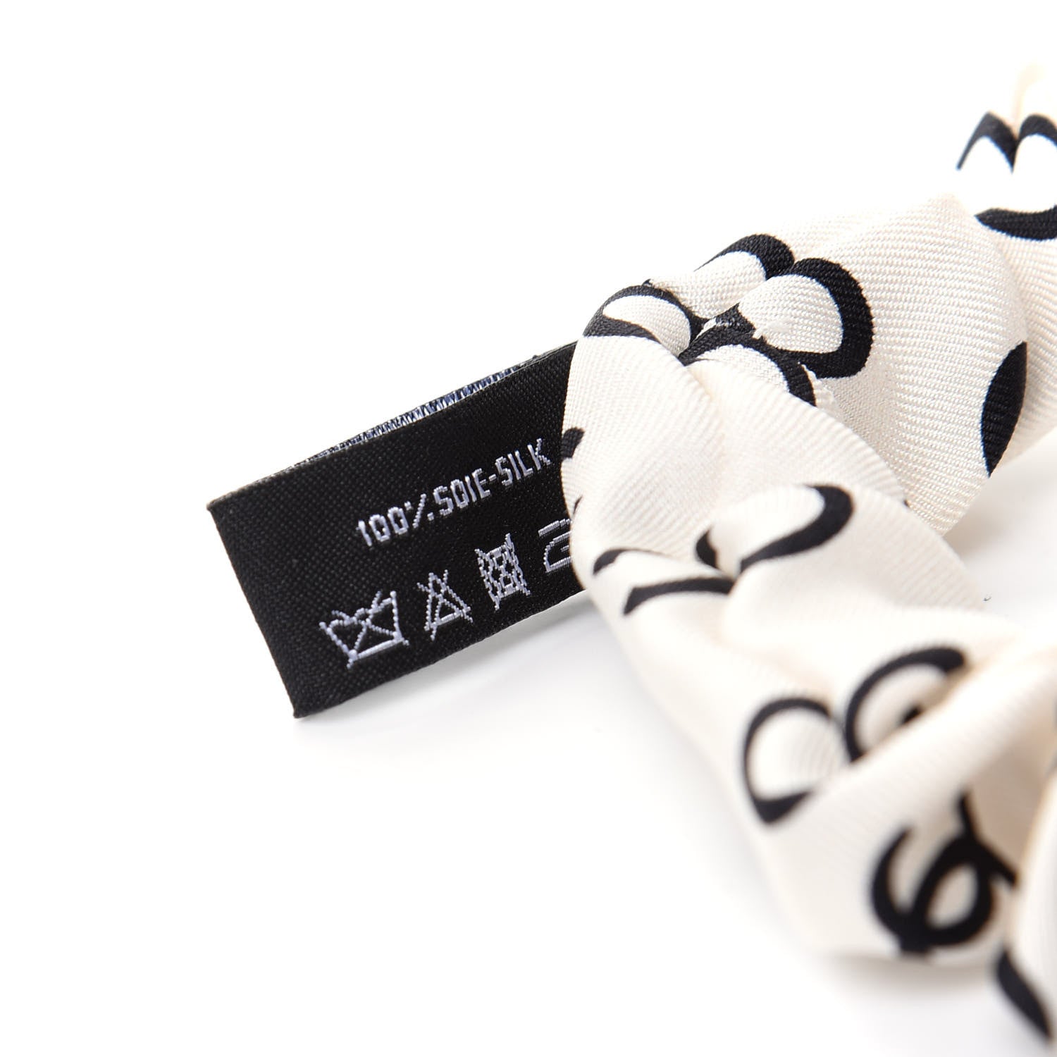 Chanel Silk CC Hair Tie Ivory Black 5 of 5