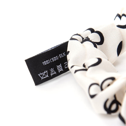 Chanel Silk CC Hair Tie Ivory Black 5 of 5