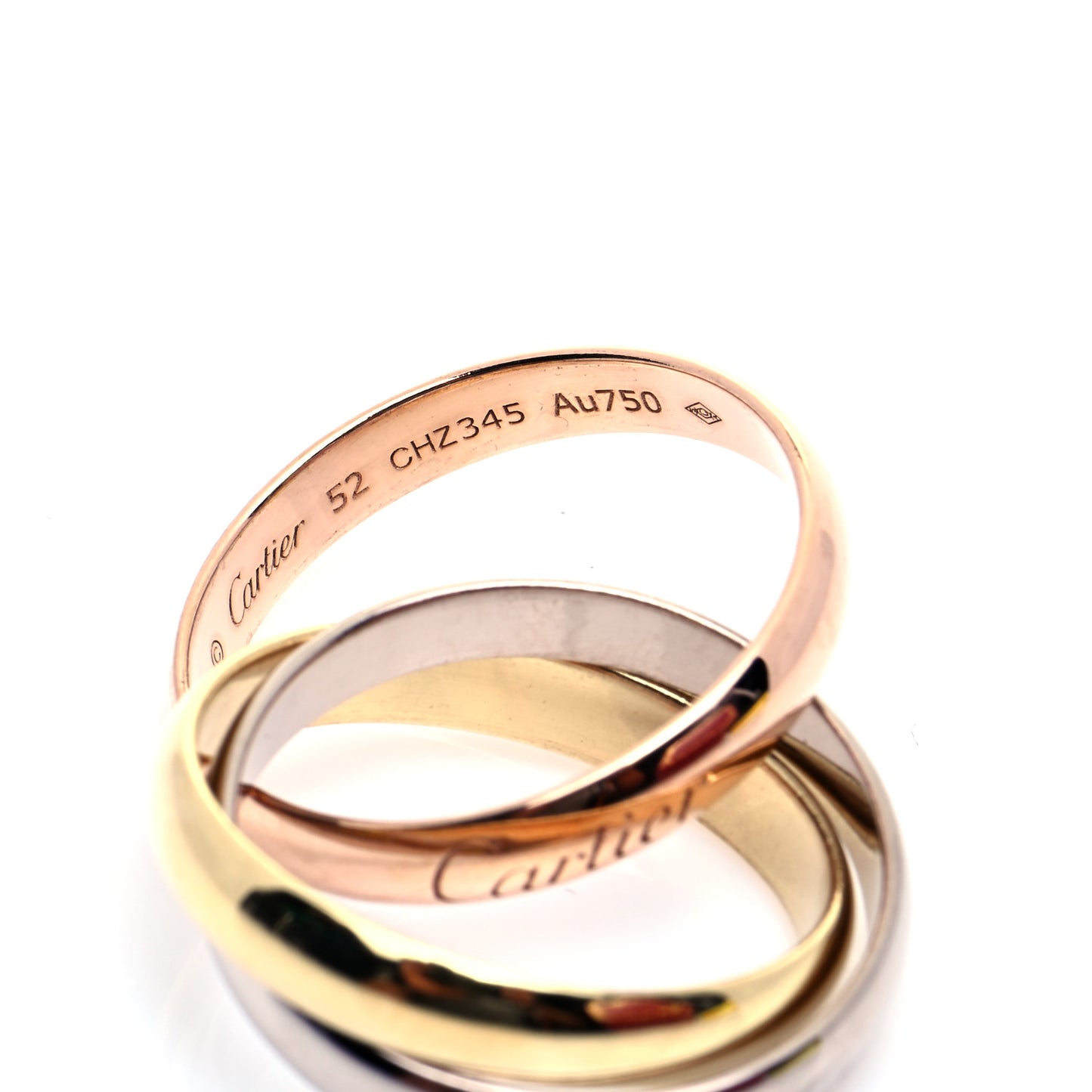 18K Pink Yellow White Gold Trinity Ring 52 6