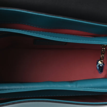 Bulgari Calfskin Serpenti Viper Top Handle Bag Blue Black 5 of 10