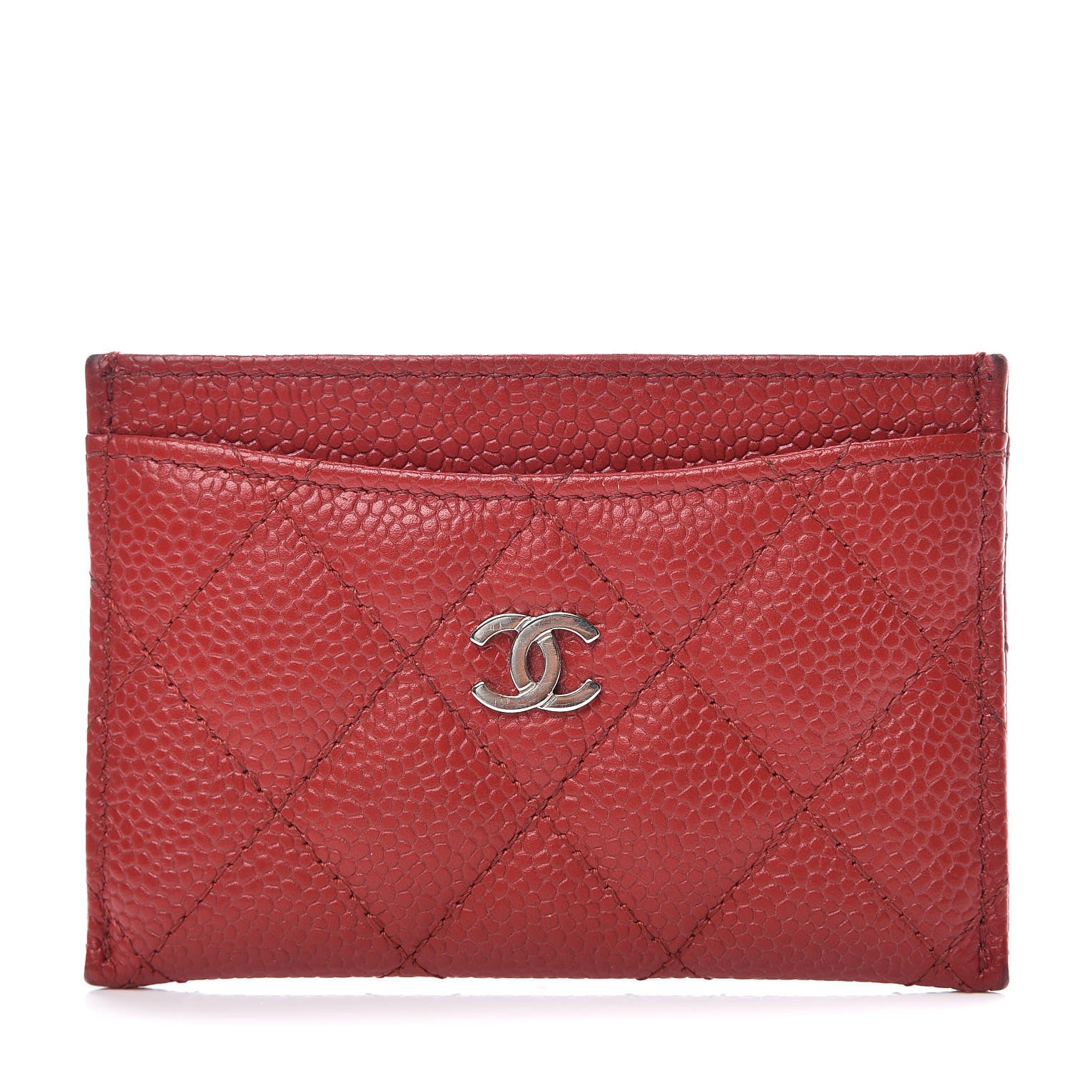 Chanel Caviar Quilted Card Holder Dark Red 1 of 9