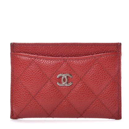 Chanel Caviar Quilted Card Holder Dark Red 1 of 9
