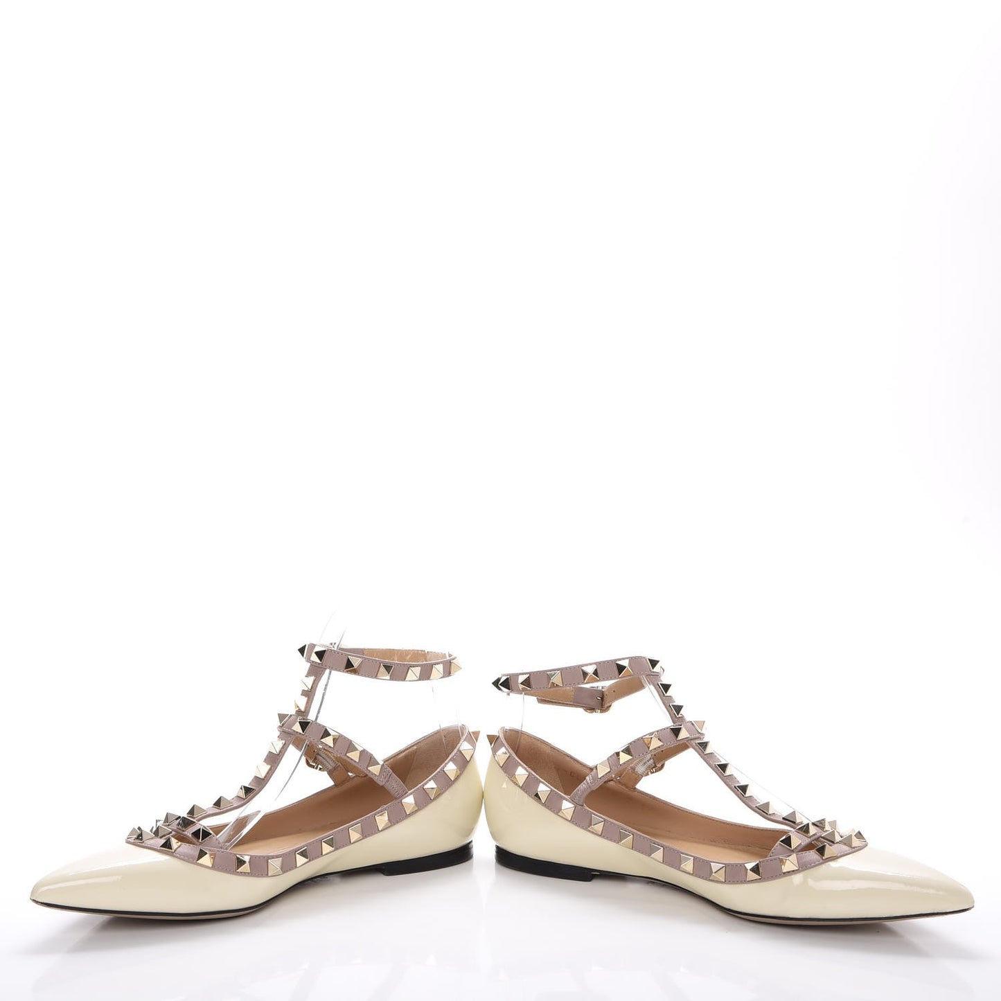 Patent Rockstud Cage Ballerina Flats 36 Light Ivory Poudre