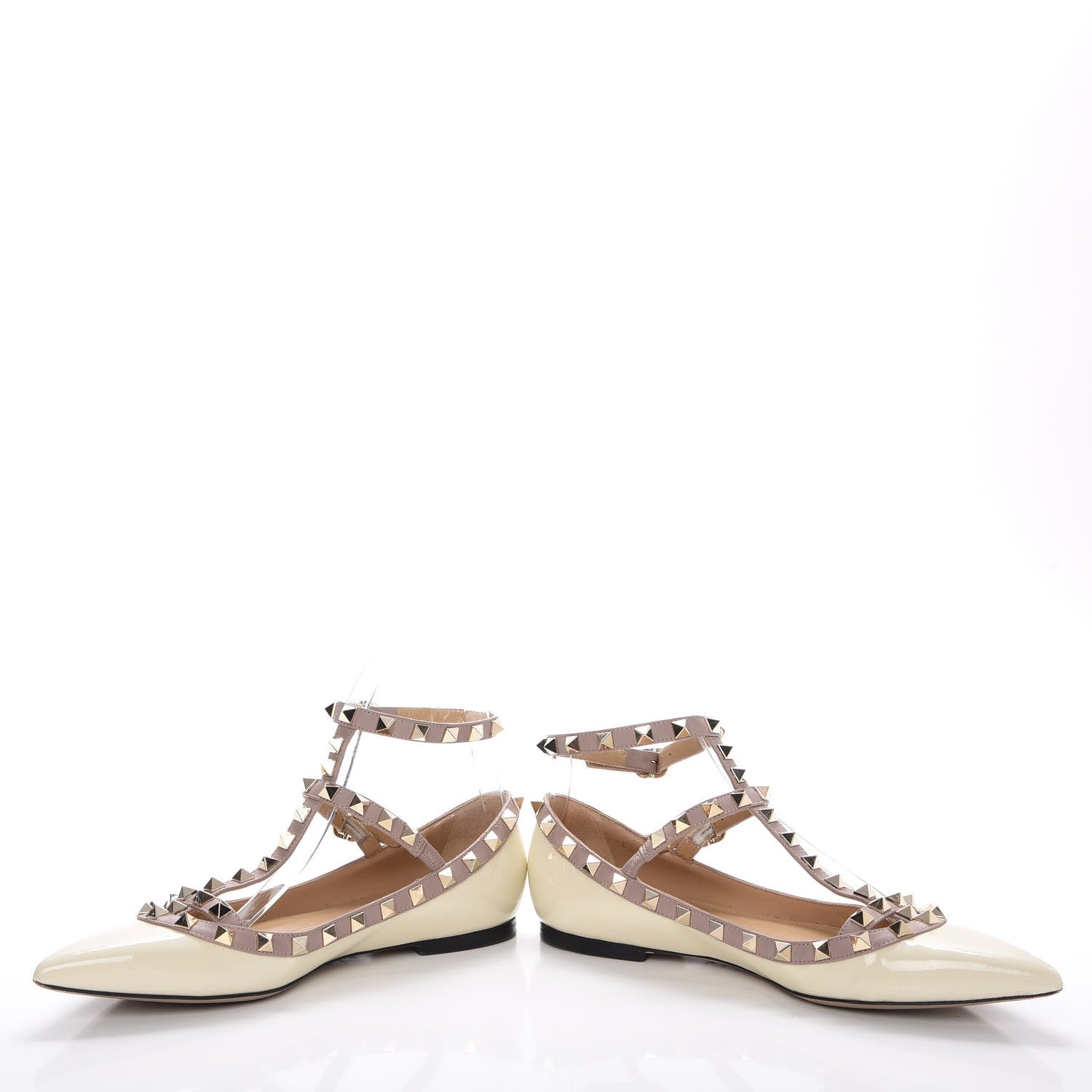 Valentino Garavani Patent Rockstud Cage Ballerina Flats 36 Light Ivory Poudre 5 of 17