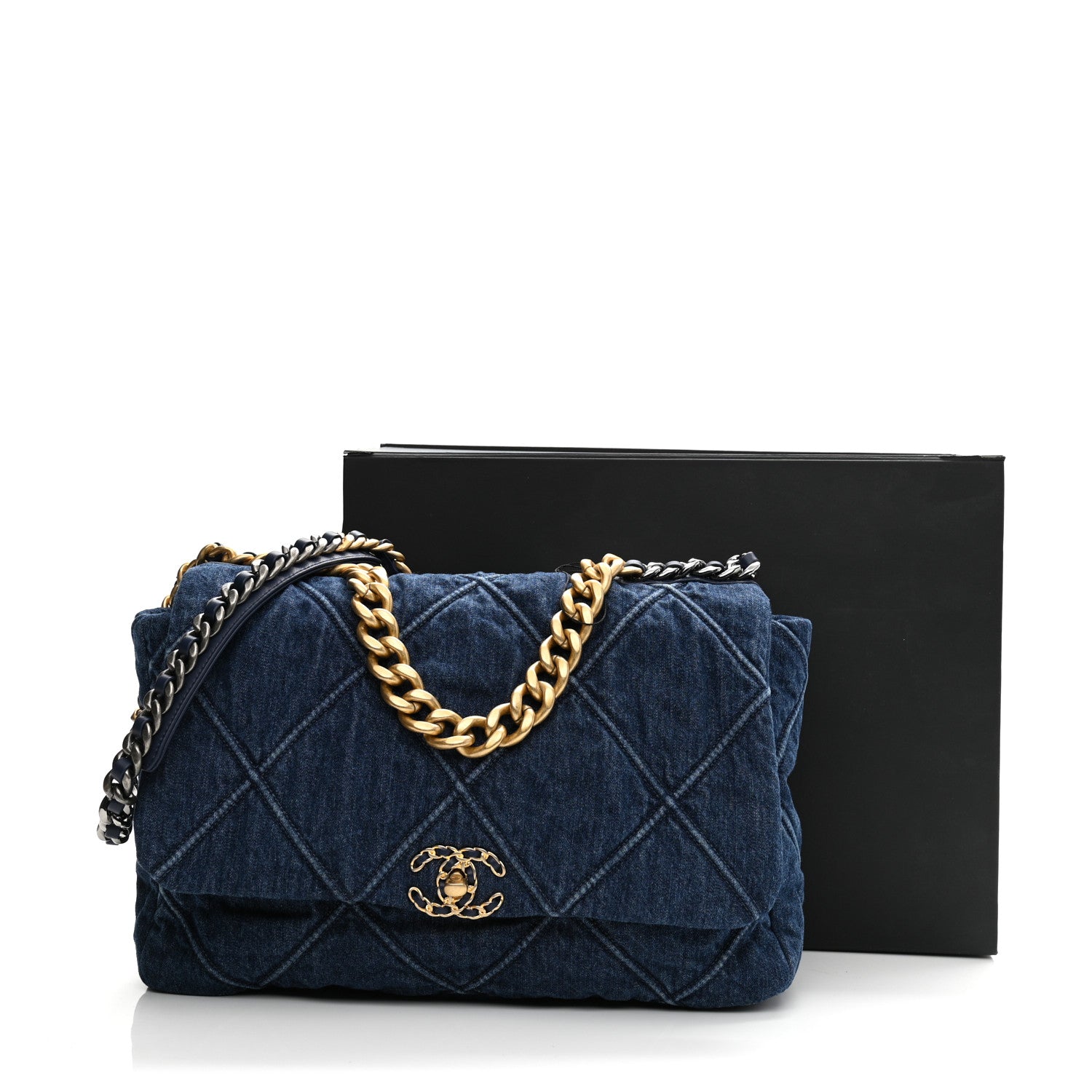 Chanel Denim Quilted Maxi Chanel 19 Flap Blue 11 of 11