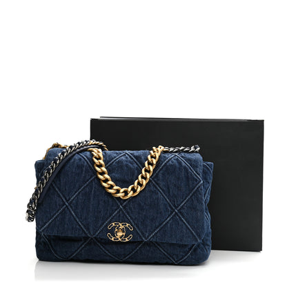Chanel Denim Quilted Maxi Chanel 19 Flap Blue 11 of 11