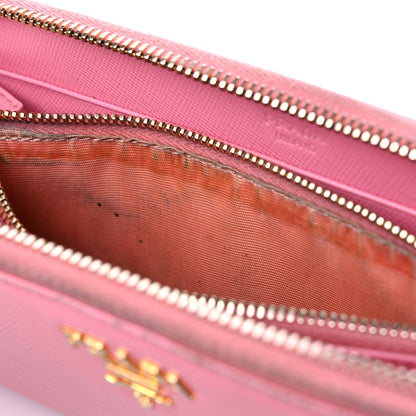 Prada Saffiano Metal Zip Around Wallet Geranio 18 of 23