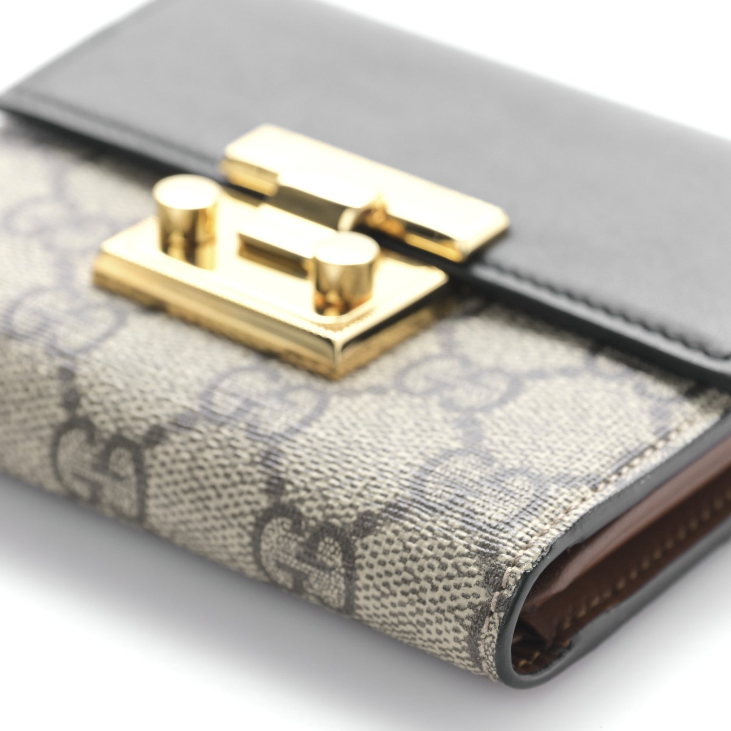 Gucci GG Supreme Monogram Calfskin Padlock Wallet Beige Black 8 of 9