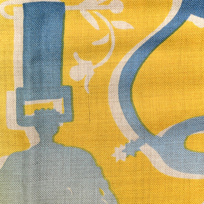 Hermes Cashmere Silk Etrier Chromatique Scarf 100 Bleu Jaune Vert 5 of 6