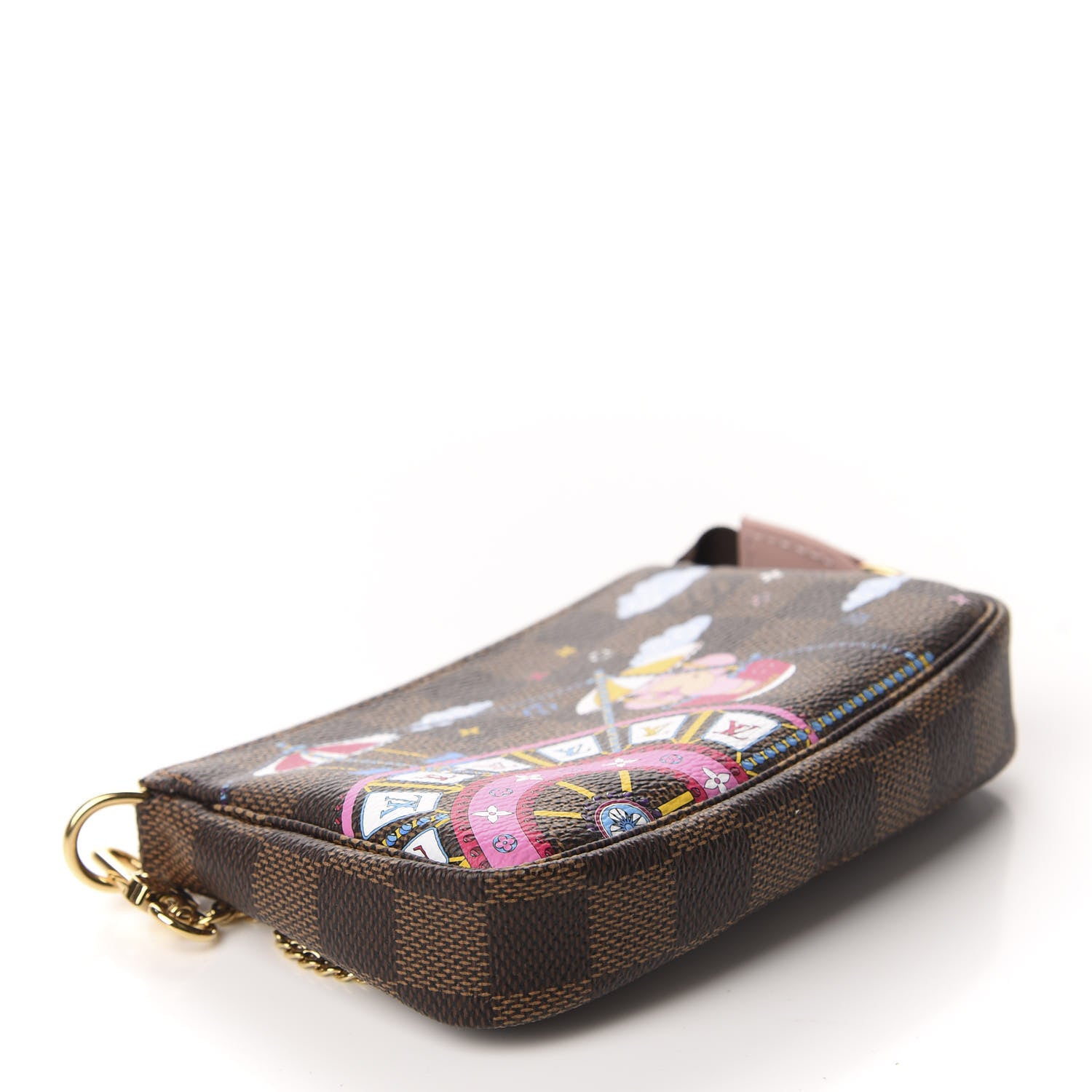 Louis Vuitton Damier Ebene 2020 Christmas Animation Big Wheel Mini Pochette Accessories Rose Ballerine 4 of 8
