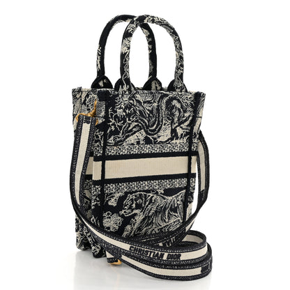 Christian Dior Canvas Toile de Jouy Reverse Embroidered Mini Book Tote Phone Bag Blue 3 of 11