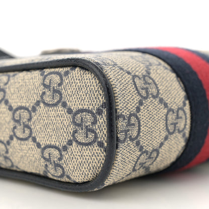 Gucci GG Supreme Monogram Textured Calfskin Web Mini Ophidia Messenger Beige Blue 9 of 10